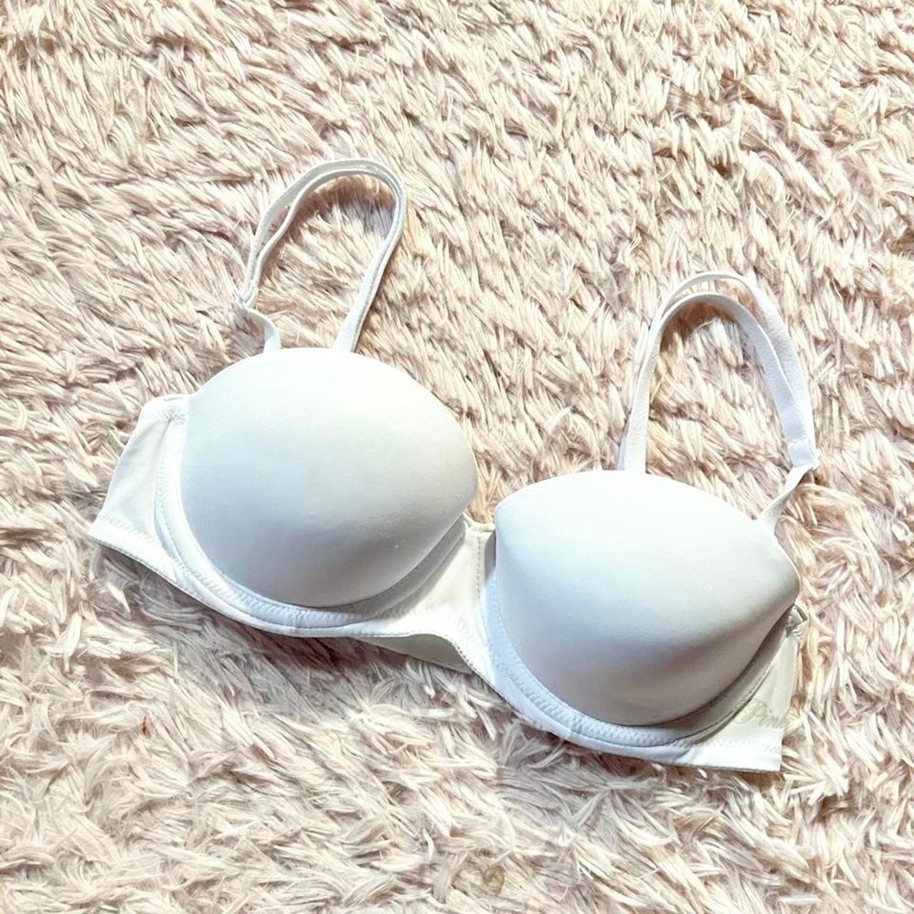 Pink Victorias Secret Classic Underwire Strapless Bra Womens‎ 32B Pushup Sexy